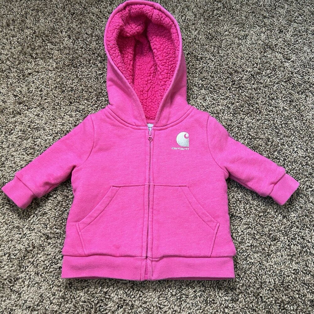 Carhartt Pink Sherpa Lined Zip Up Hoodie Infant Size 6 month